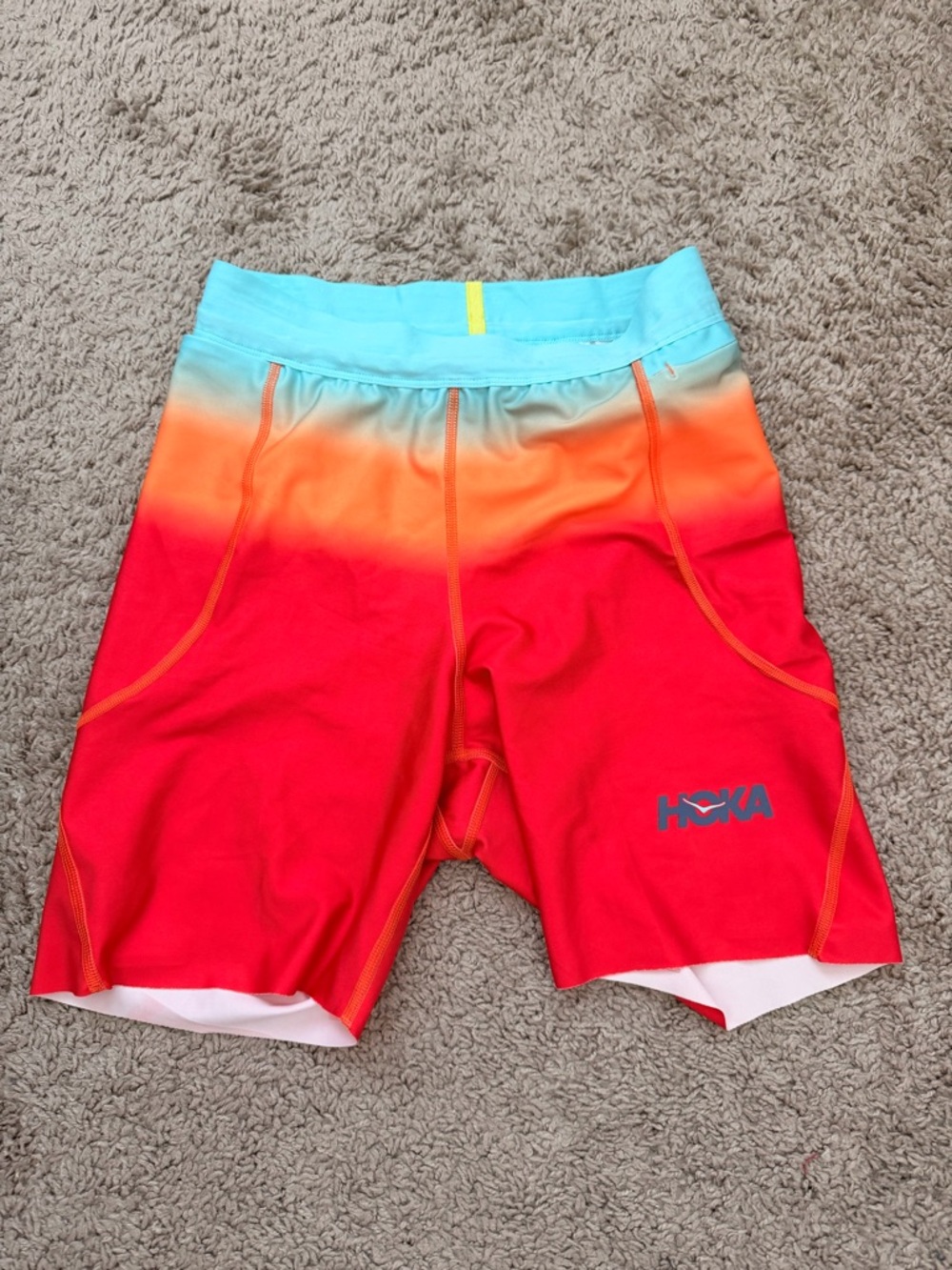 Hoka Novafly 6” Knit Running Shorts Red to Aqua Gradient - Picture 2 of 7